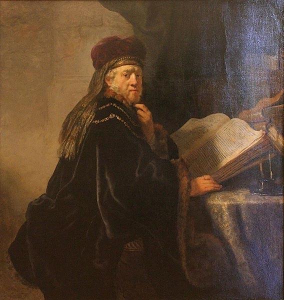 REMBRANDT Harmenszoon van Rijn A Scholar Seated at a Desk Sweden oil painting art